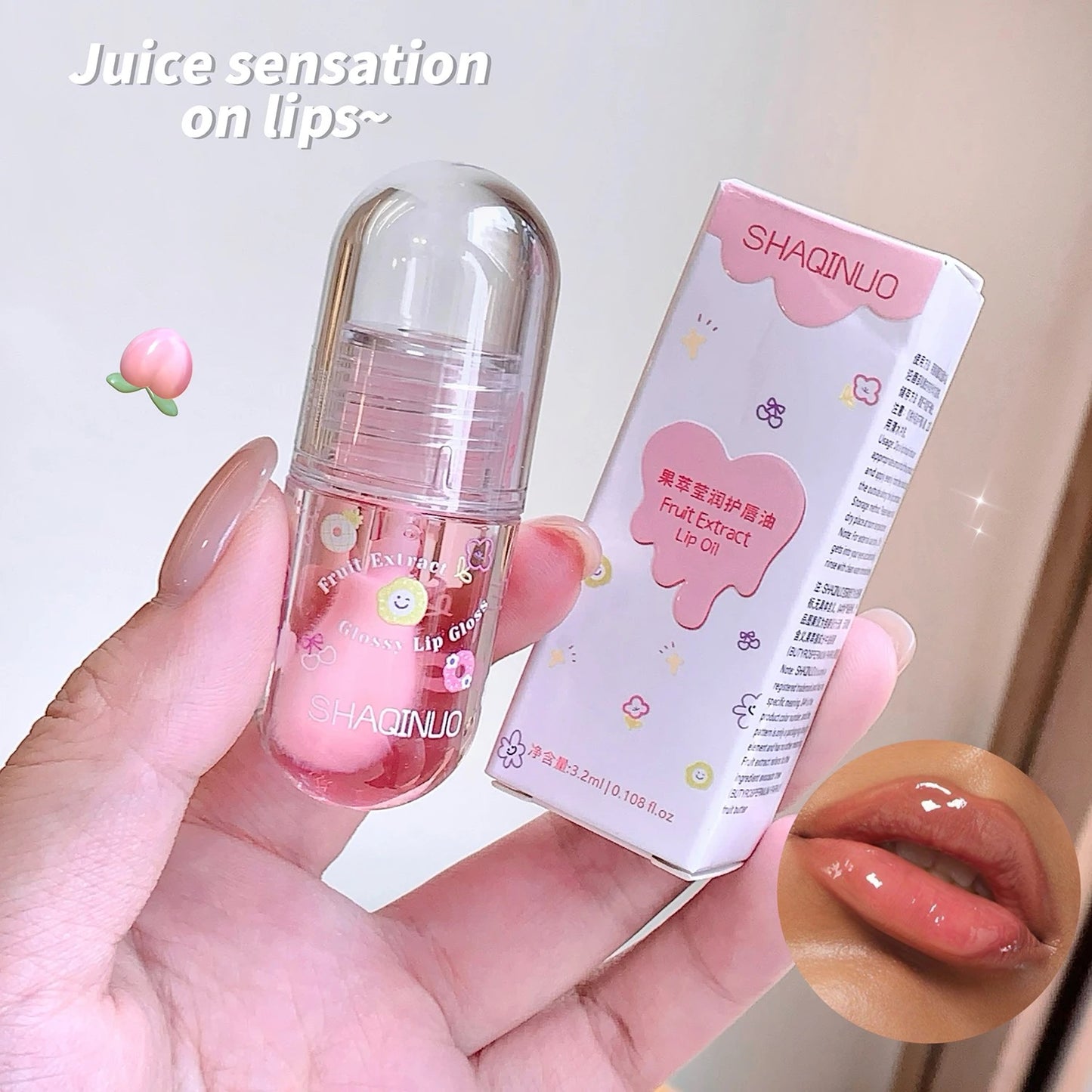 SHAQINUO Moisturizing Lip Glow Oil Long Lasting Nourishing Fruit Flavored
Hydrating Tint Non-Sticky Cute Lip Gloss Oil
