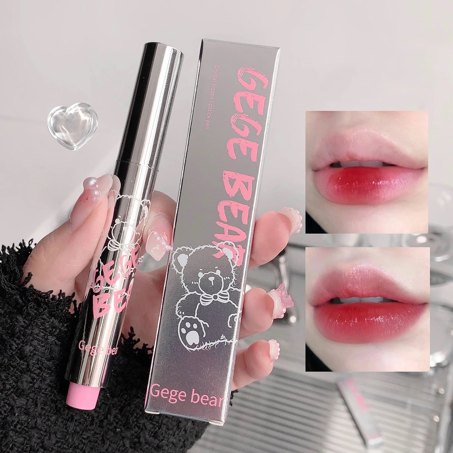 Gege Bear Moisturizing heart shaped Lipstick Pencil Lip Gloss